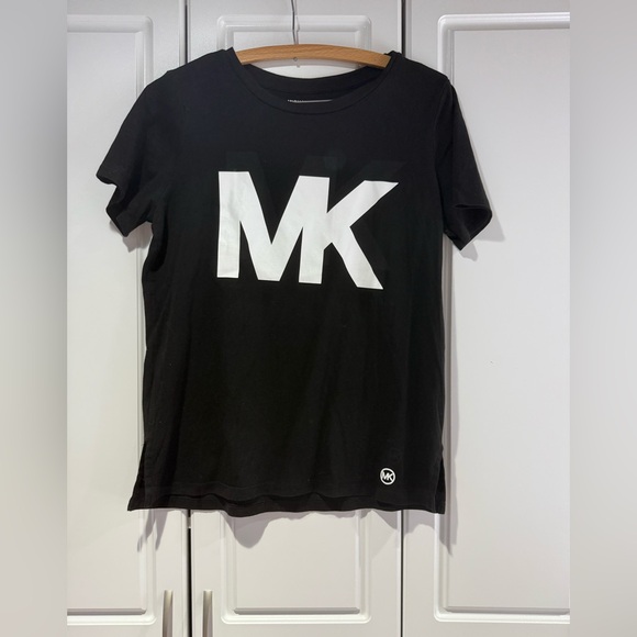 Michael Kors Black Tee with White MK Logo - Picture 2 of 8
